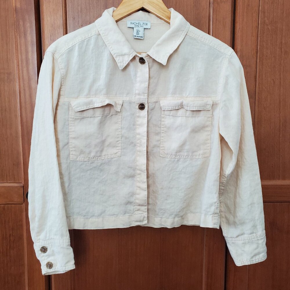 Cropped Linen Chore Jacket by Rachel Zoe
